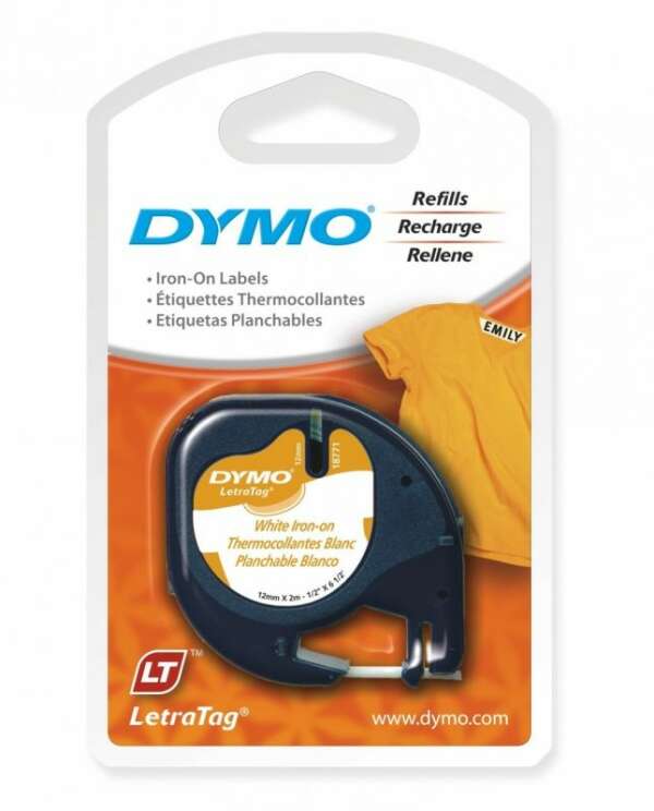 DYMO S0718850 — лента для LetraTag (белая), нейлоновая, для ткани, 12 мм х 2 м (10 штук в упаковке)