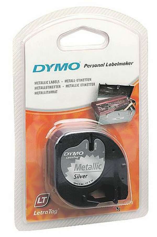 DYMO S0721730 - лента для LetraTag (серебристый металлик), пластиковая, 12 мм х 4 м (10 штук в упаковке)