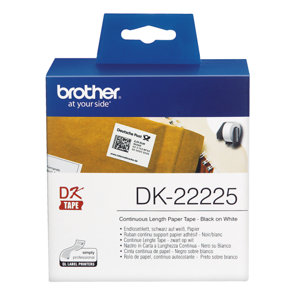 BROTHER DK-22225 - лента непрерывная бумажная белая 38 мм х 30,48 м