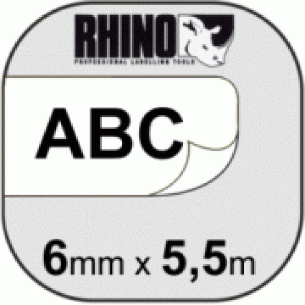 DYMO Rhino S0718350 (18111) - картридж с бесклеевой лентой (белая), 6 мм x 5,5 м (5 штук в упаковке)