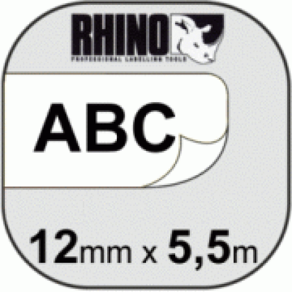 DYMO Rhino S0718380 (18113) - картридж с бесклеевой лентой (белая), 12 мм x 5,5 м (5 штук в упаковке)