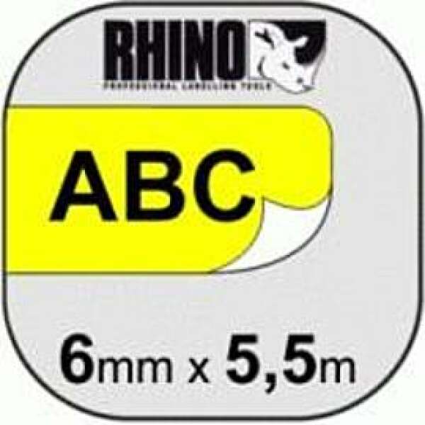 DYMO Rhino S0718400 (18115) - картридж с бесклеевой лентой (желтая), 6 мм x 5,5 м (5 штук в упаковке)