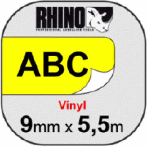 DYMO Rhino S0718440 (18431) - картридж с виниловой лентой (желтая), 9 мм x 5,5 м (5 штук в упаковке)