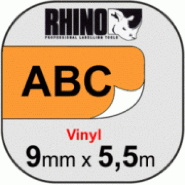 DYMO Rhino S0718480 (18434) - картридж с виниловой лентой (оранжевая), 9 мм x 5,5 м (5 штук в упаковке)