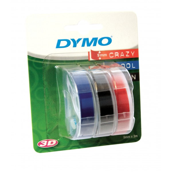 DYMO S0847750 - лента для принтера Omega (черная/синяя/красная, шрифт белый), 9 мм х 3 м (15 штук в упаковке)
