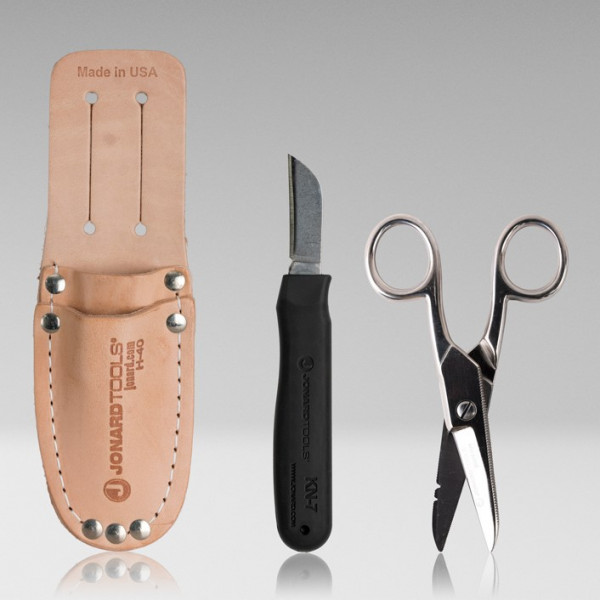 Jonard TK-400 - набор ножа и ножниц в кожаном чехле