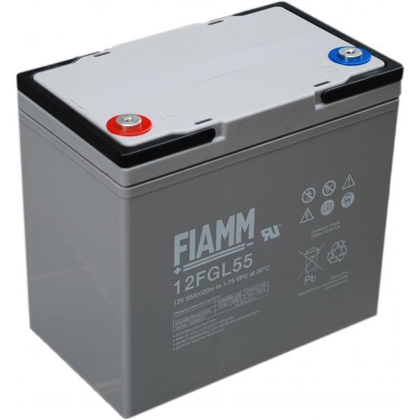 FIAMM 12 FGL 55 - батарея аккумуляторная серии FGL (12 В, 55 А/ч, 229x138x207 мм, 18,2 кг)