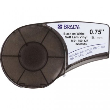 Brady M21-750-427 - лента виниловая самоламинирующаяся, 19.05mm/4.3m (d4mm) (черный на белом)