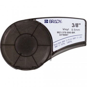 Brady M21-375-595-BK - лента виниловая, 9.53mm/6.4m (белый на черном)