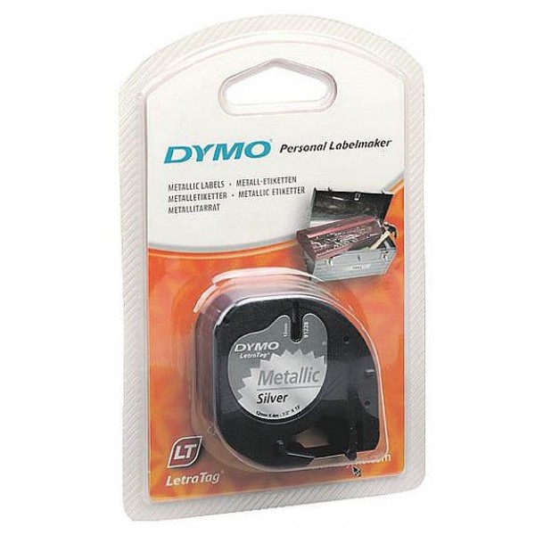 DYMO S0721730 - лента для LetraTag (серебристый металлик), пластиковая, 12 мм х 4 м (10 штук в упаковке)