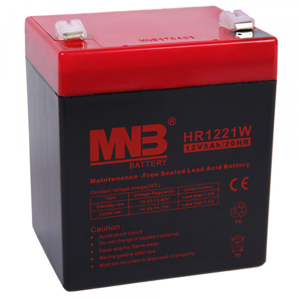 MNB HR1221W Аккумуляторная батарея серии MS (12 В, 5,2 Ач, 90х70х101 мм, 1,6 кг)