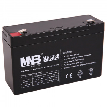 MNB MS1.2-6 Аккумуляторная батарея серии MS (6 В, 1,2 Ач, 97х24х51 мм, 0,29 кг)