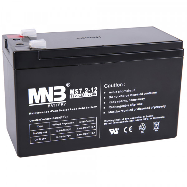 MNB MS7.2-12 F2 Аккумуляторная батарея серии MS (12 В, 7,2 Ач, 151х65х94 мм, 2,18 кг)