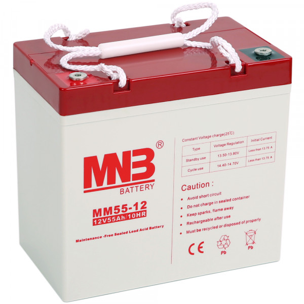 MNB MM55-12 Аккумуляторная батарея серии MM (12 В, 55 Ач, 230х137х210 мм, 17,2 кг)