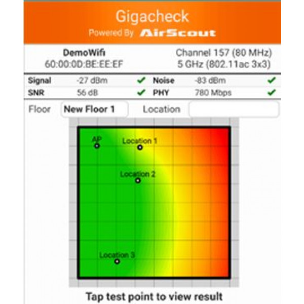 Tempo AGC350 - опция построения тепловой карты для анализатора WiFi сети AirScout Gigacheck