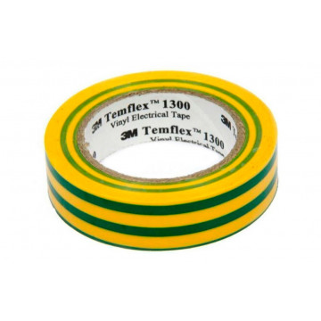 3M Temflex™ 1300 - изоляционная лента, желто-зеленая, 15 мм х 10 м х 0,13 мм