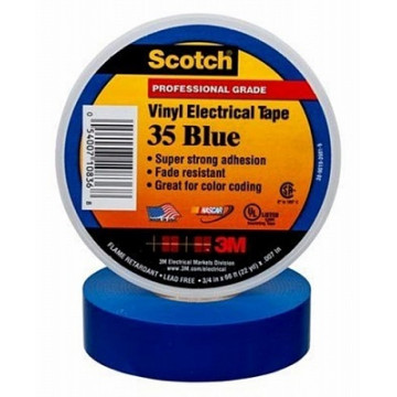 3M Scotch® 35 - изоляционная лента высшего класса, синяя, 19 мм х 20 м х 0,18 мм