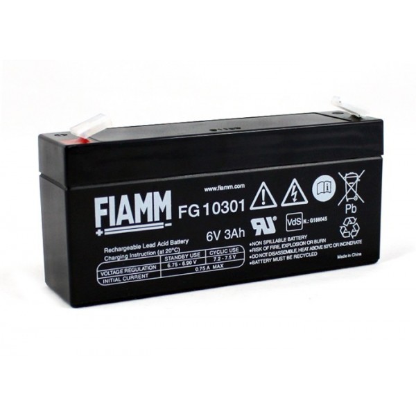 FIAMM FG 10301 - батарея аккумуляторная серии FG (6 В, 3 Ач, 134х34х60 мм, 0,72 кг)