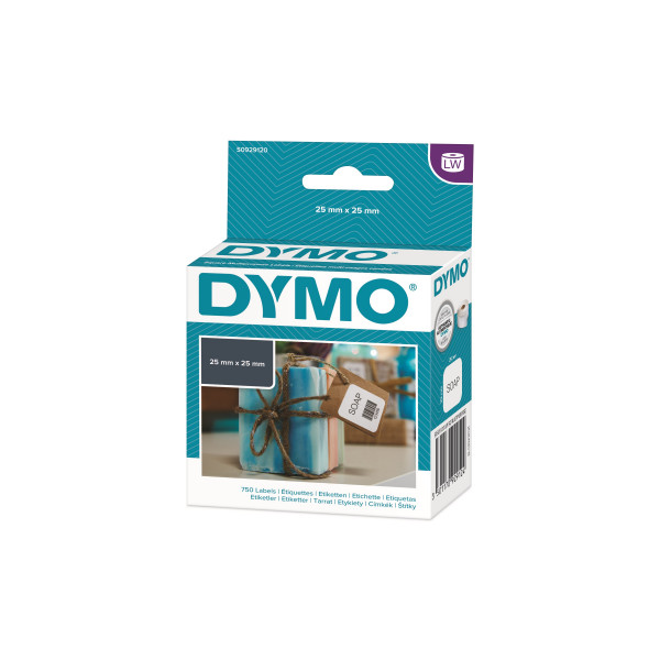 DYMO S0929120 - этикетки многофункциональные, 25х25 мм, 750 шт/рул (6 рулонов в упаковке)
