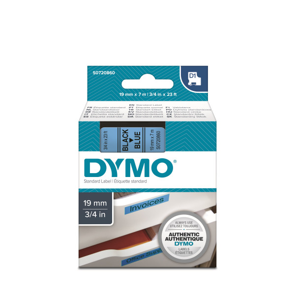 DYMO S0720860 - картридж D1 с лентой (синяя, шрифт черный), 19 мм х 7 м (5 штук в упаковке)