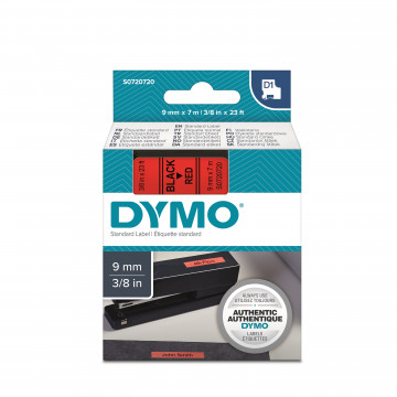 DYMO S0720720 - картридж D1 с лентой (красная, шрифт черный), 9 мм х 7 м