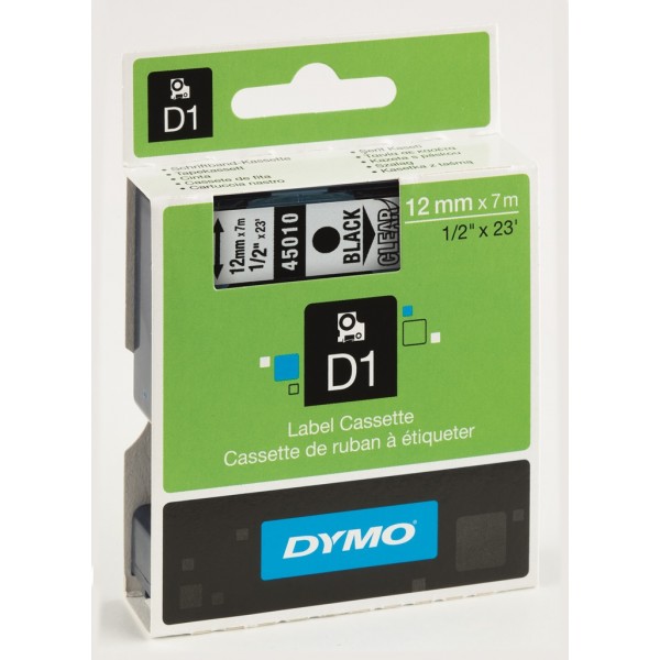 DYMO S0720500 - картридж D1 с лентой (прозрачная, шрифт черный), 12 мм х 7 м