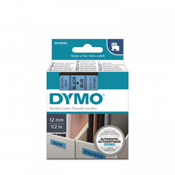 DYMO S0720560 - картридж D1 с лентой (голубая, шрифт черный), 12 мм х 7 м (5 штук в упаковке)
