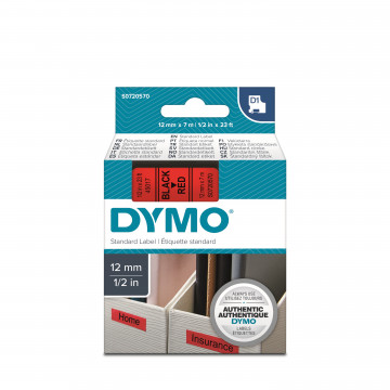 DYMO S0720570 - картридж D1 с лентой (красная, шрифт черный), 12 мм х 7 м