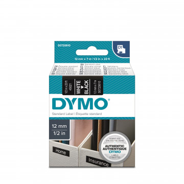 DYMO S0720610 - картридж D1 с лентой (черная, шрифт белый), 12 мм х 7 м (5 штук в упаковке)