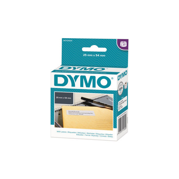 DYMO S0722520/11352 - этикетки адресные большие, 25х54 мм, 1x500 шт/рул (6 рулонов в упаковке)