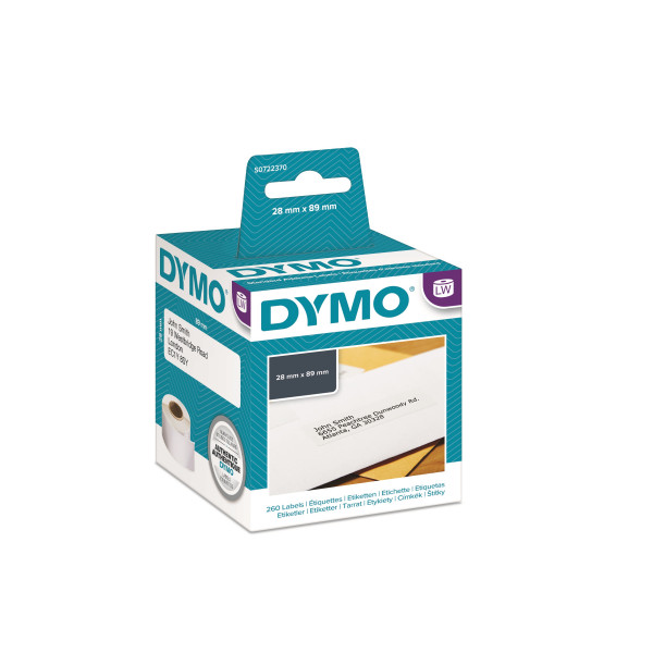 DYMO S0722370/99010 - этикетки адресные бумажные, 89х28 мм, 2х130 шт/рул